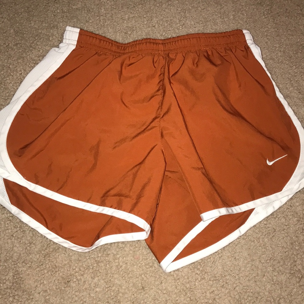 Orange and white nike tempo shorts